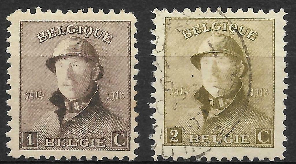 POSTZEGELS BELGIË- ALBERT I MET HELM- nr. 165/166, Postzegels en Munten, Ophalen of Verzenden, Koninklijk huis