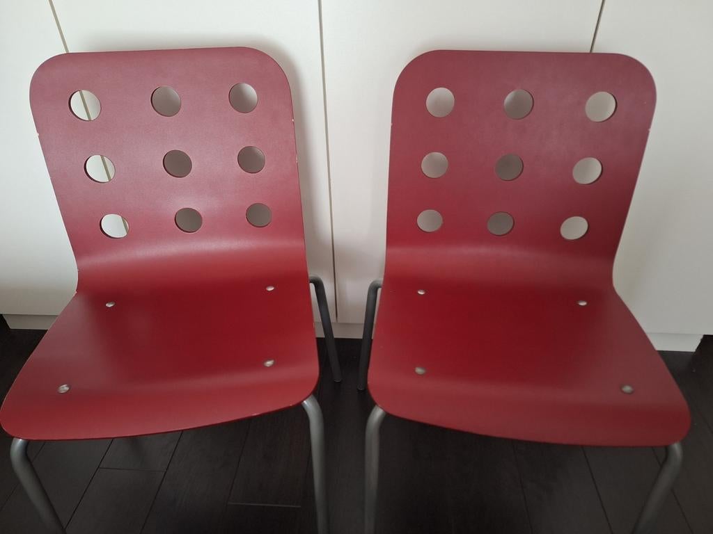 2 chaises bordeaux - « Jules » par Ikea, Maison & Meubles, Chaises, Enlèvement, Deux