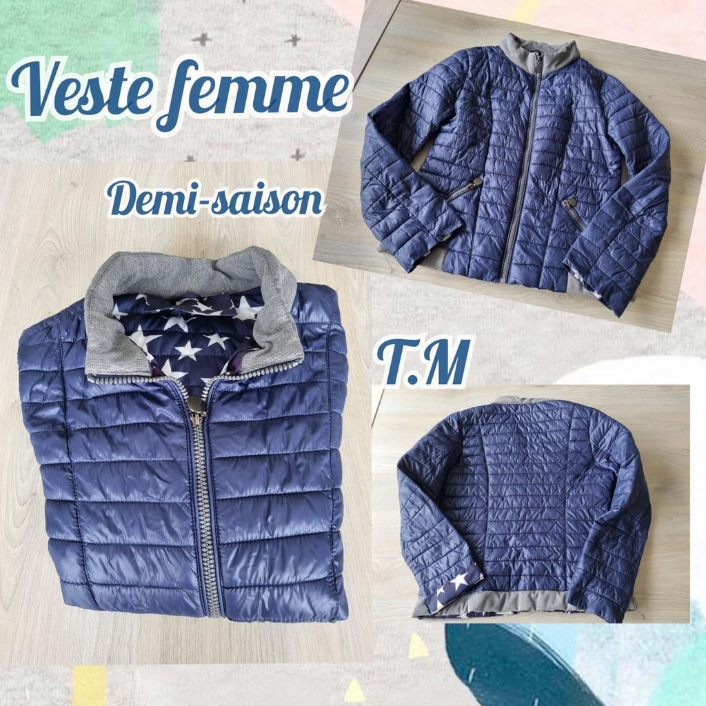Veste courte pour femme-demi-saison-bleu-T.M, Vêtements | Femmes, Vestes | Été, Enlèvement ou Envoi, Porté, Taille 38/40 (M), Bleu
