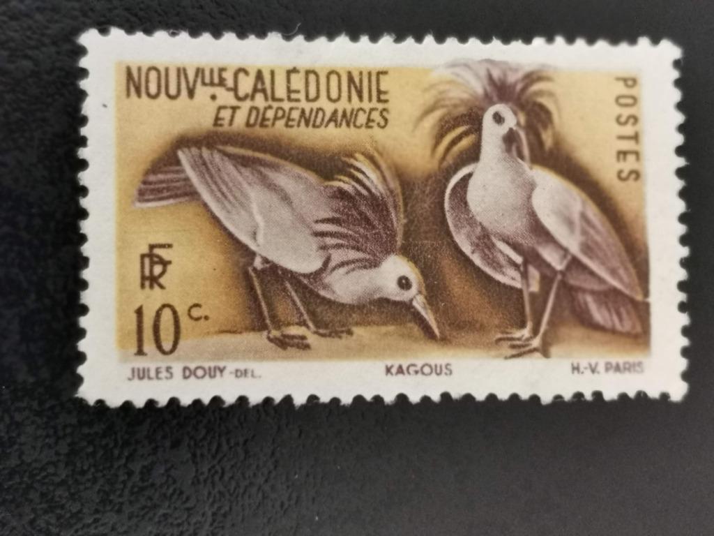 Nouvelle Calédonie 1948 - oiseaux - Kagou huppé, Enlèvement ou Envoi, Affranchi
