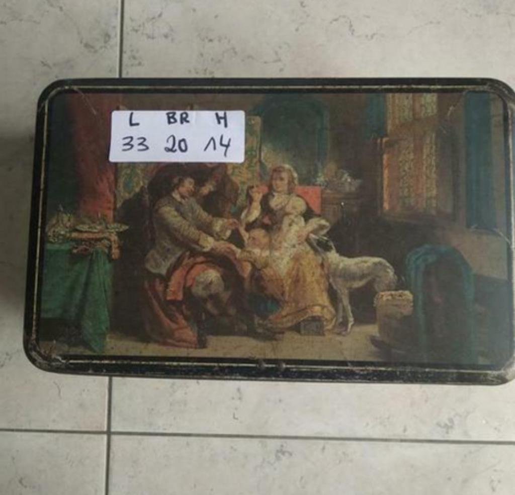 BLIKKEN DOOS lam gods vintage, Ophalen, Gebruikt