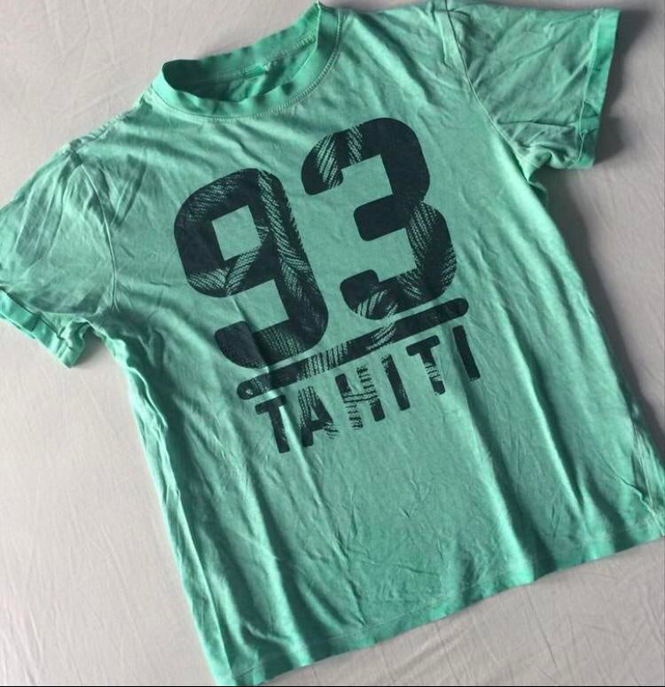 t-shirt vert 146 152 Tahiti 93 manches courtes, Enlèvement ou Envoi, Utilisé, Garçon, Chemise ou À manches longues