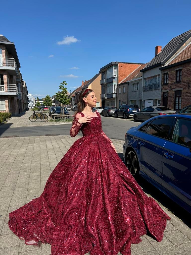 Henna jurk, Kleding | Dames, Ophalen of Verzenden, Zo goed als nieuw, Rood, Trouwjurk