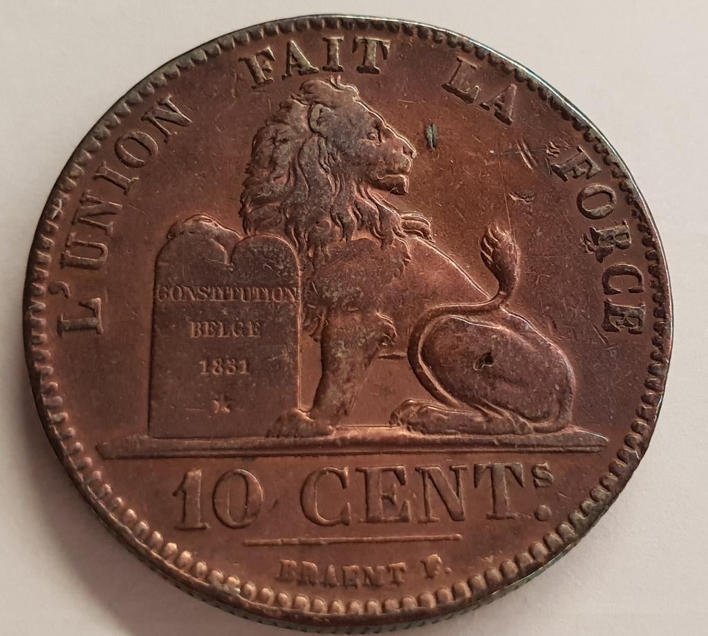 10 centimes - Léopold Ier 1847 surfrappe 1847/37, Enlèvement ou Envoi