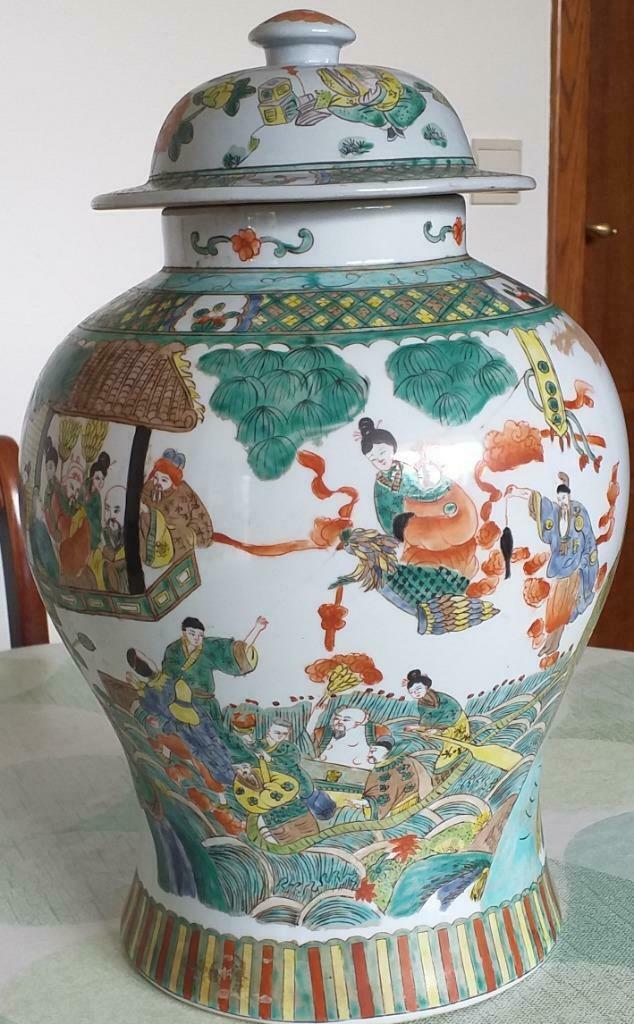 vase balustre chinois famille verte, Enlèvement ou Envoi