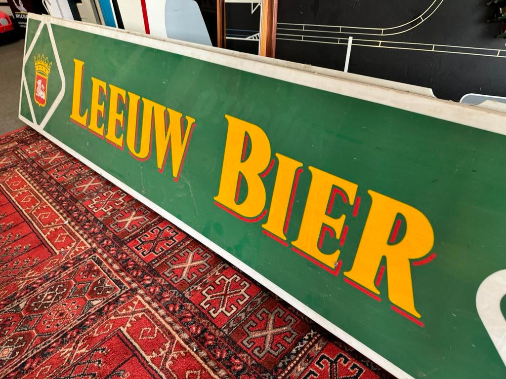 LEEUW BIER oude reclame lichtbak XXL, Ophalen of Verzenden, Gebruikt, Lichtbak of (neon) lamp