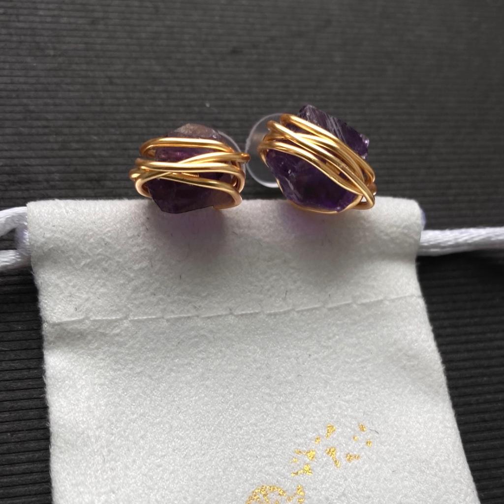Boucles d'oreilles et clous | Or améthyste non traité (14 ca, Bijoux, Sacs & Beauté, Boucles d'oreilles, Enlèvement ou Envoi, Avec cristal