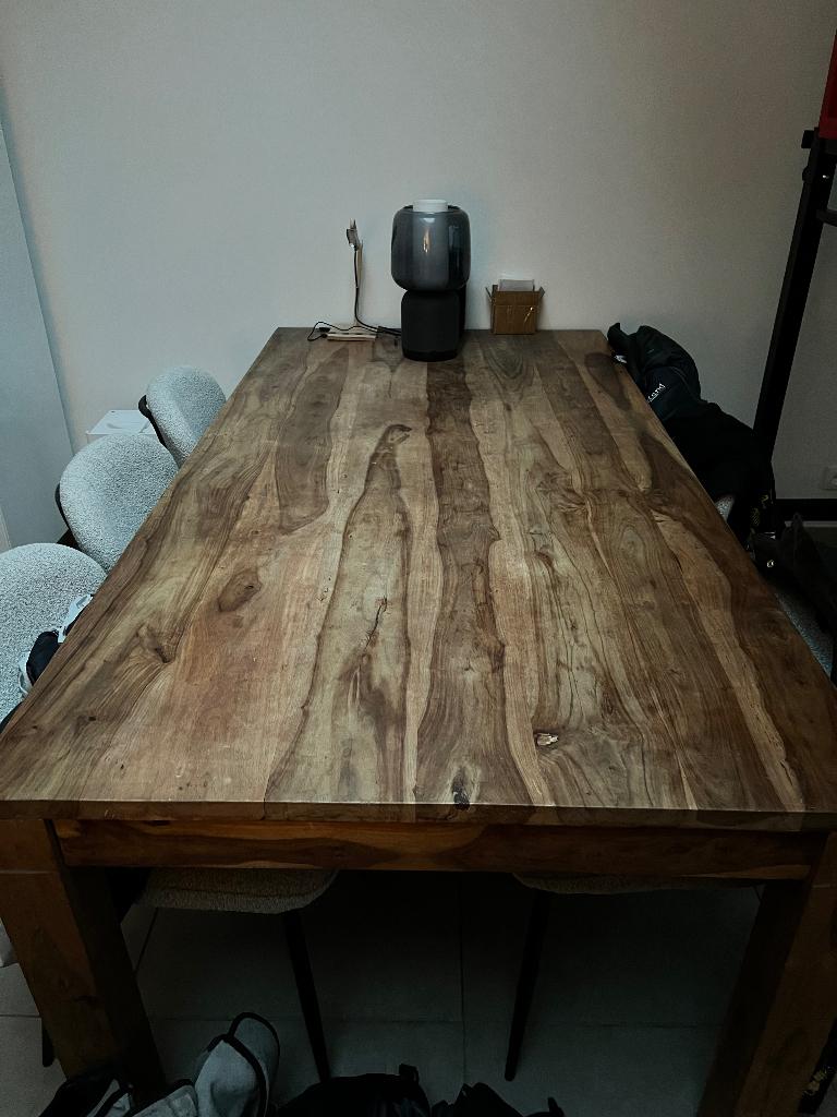 Teak eettafel (200x100) met schuifje, Huis en Inrichting, Ophalen, Gebruikt, Teakhout, 50 tot 100 cm