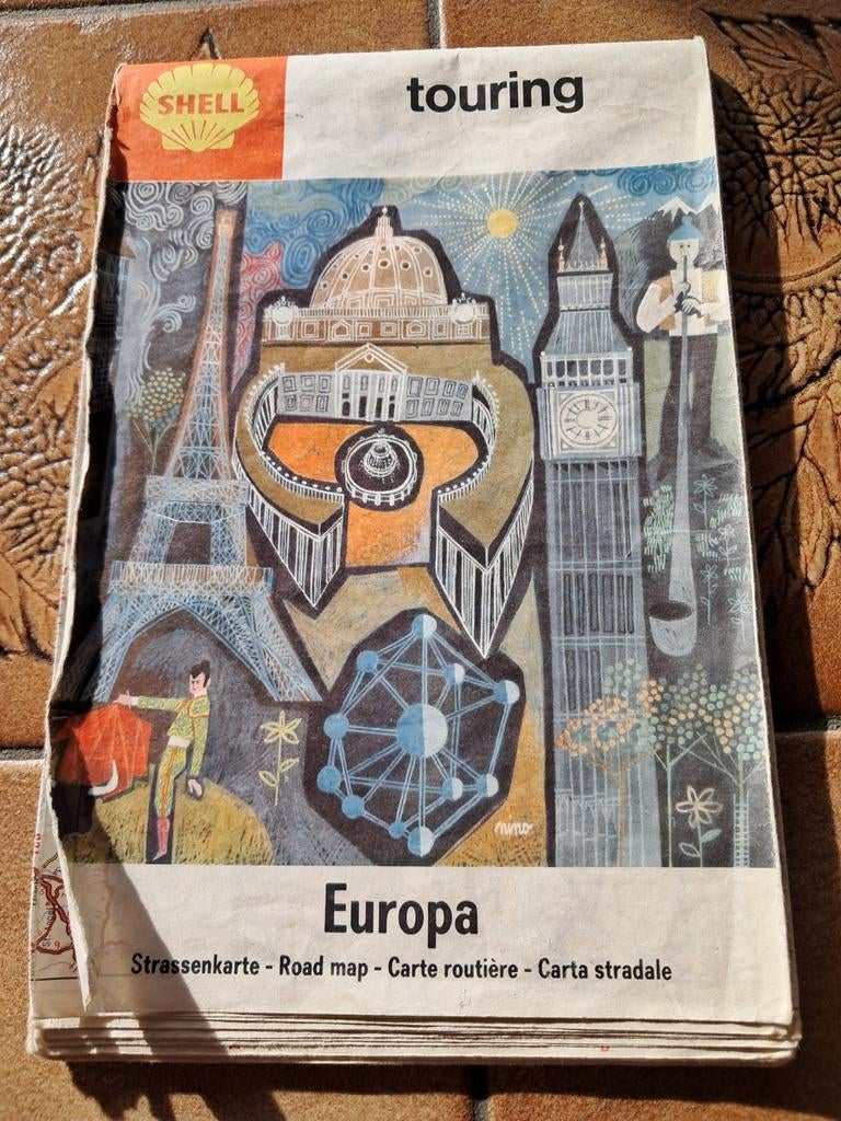 Carte routière Europe Touring Shell 1969, Enlèvement ou Envoi, Utilisé