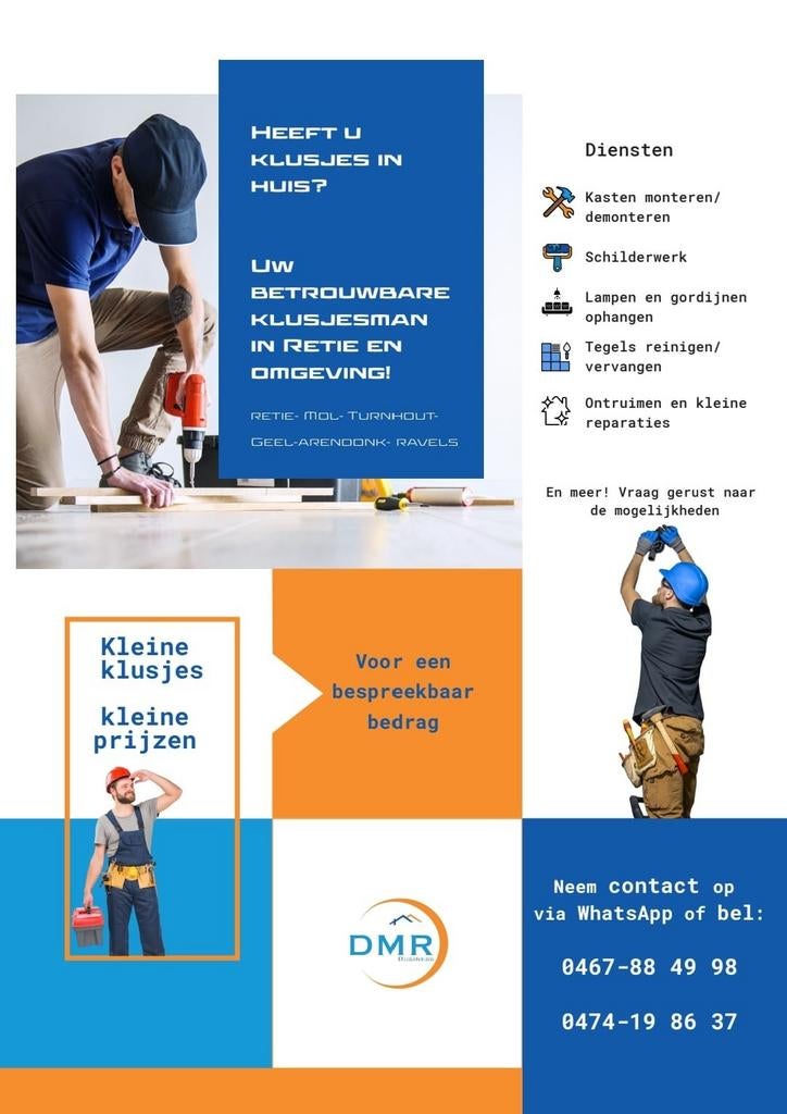 Klusjesman avond en weekendservice! Vraag naar prijs!