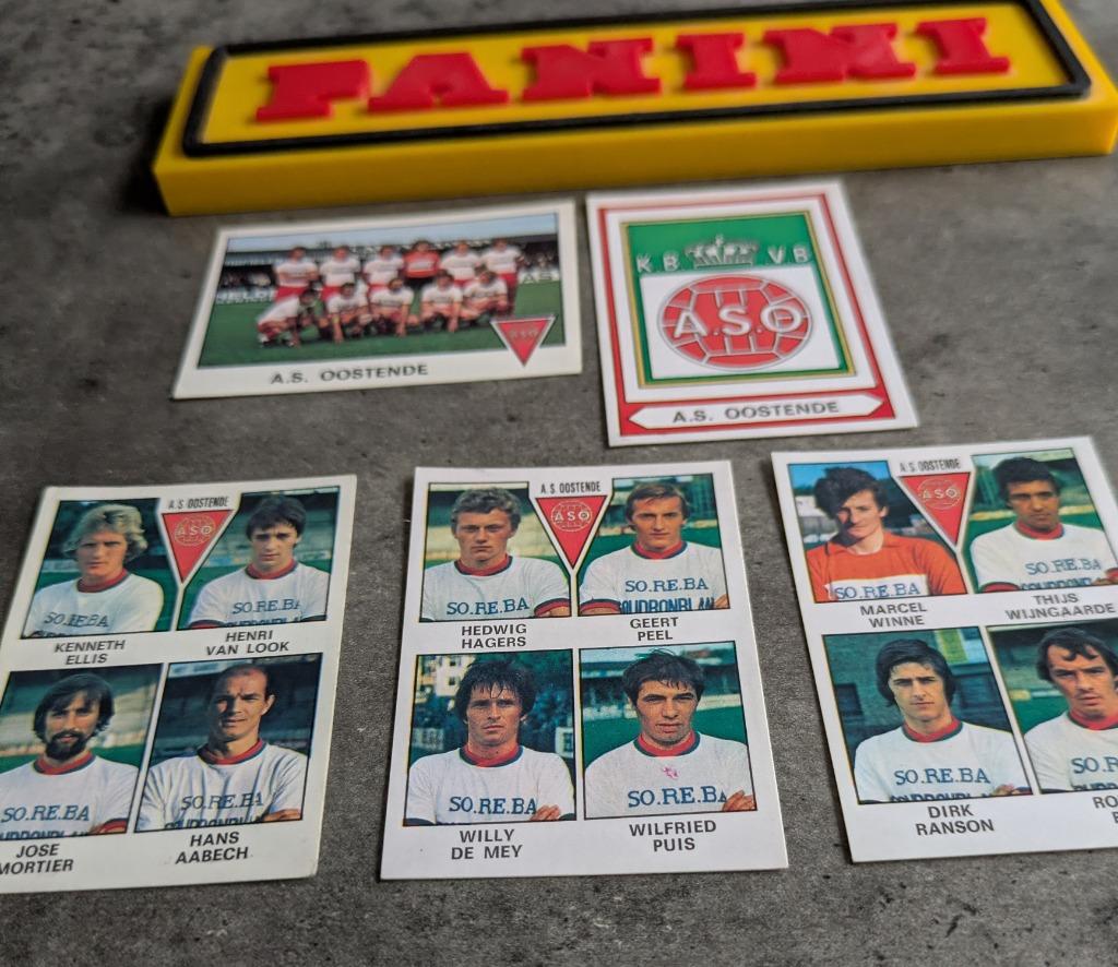 PANINI FOOTBALL 78 AS OOSTENDE 5 STICKERS 1978, Hobby en Vrije tijd, Stickers en Plaatjes, Nieuw, Verzenden
