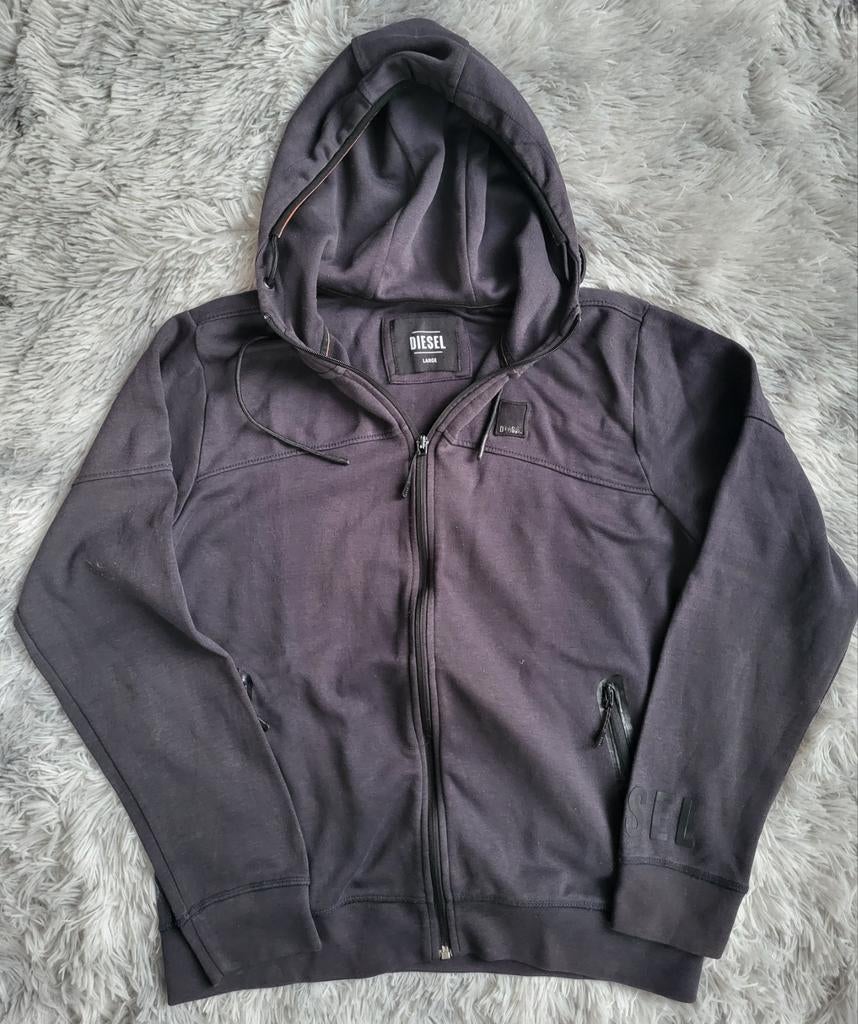 Sweat à capuche zippé Diesel Larse – Gris Foncé – Taille L, Enlèvement ou Envoi, Taille 52/54 (L), Porté, Diesel