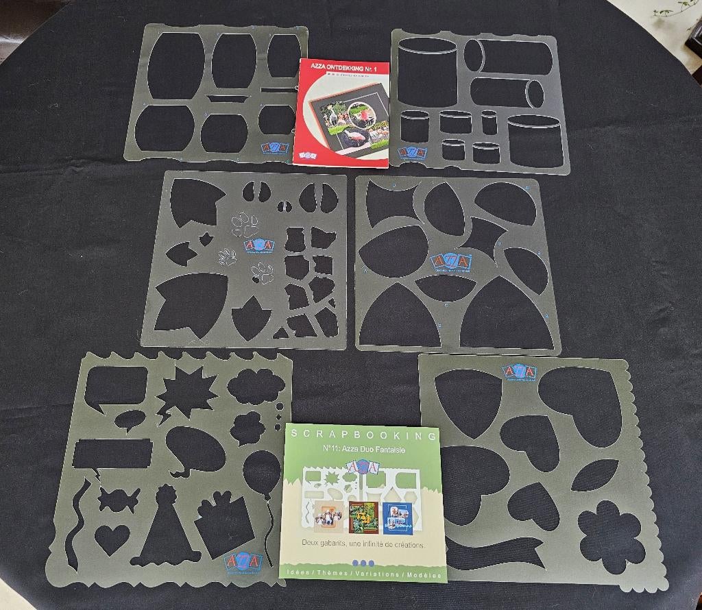 6 sjablonen + 2 voorbeeldenboekjes (serie 1), Hobby & Loisirs créatifs, Scrapbooking, Enlèvement ou Envoi, Comme neuf, Cadre ou Pêle-mêle