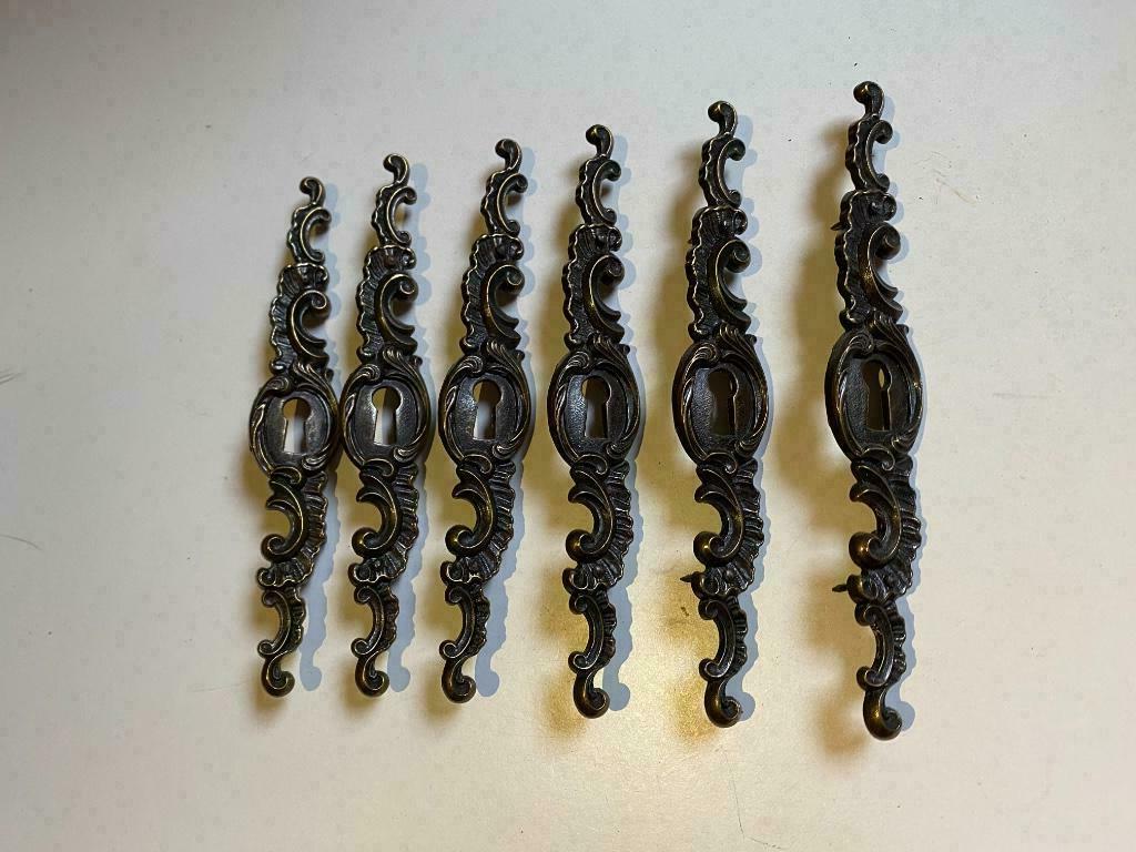 Koper-messing beslag (slotplaatjes) voor antieke kastdeuren, Ophalen of Verzenden