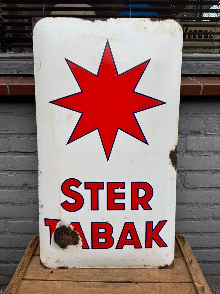 SterTabak emaille reclamebord, Verzamelen, Ophalen of Verzenden, Gebruikt, Reclamebord