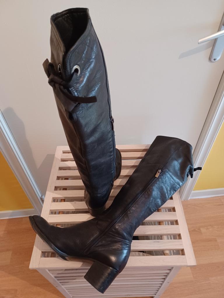 Hoge laarzen - leder - mt 41, Hoge laarzen, --, Zwart, Ophalen of Verzenden