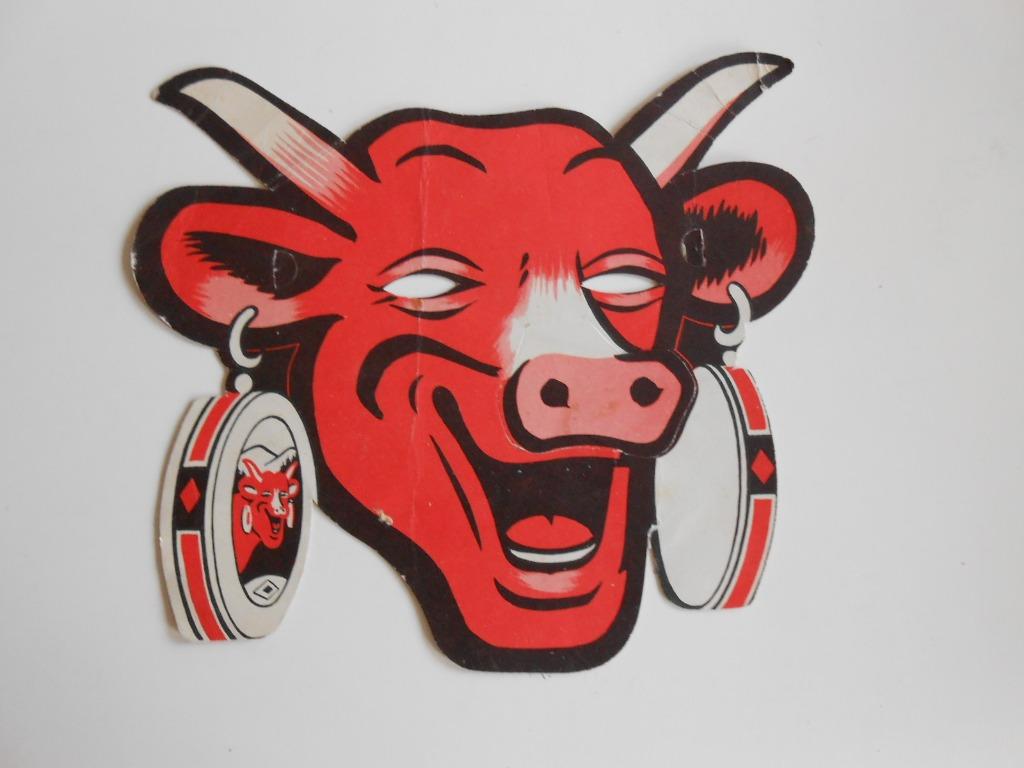 Reclame masker La vache qui rit in licht karton, Ophalen of Verzenden