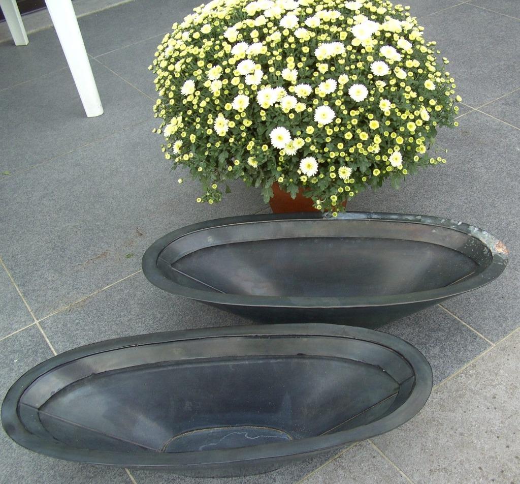 METALEN BLOEMPOT SCHALEN 2 DLG MIDDEL 61 cm ZWART Nieuw, Tuin en Terras, Bloempotten, Nieuw, Metaal, Binnen, Balkon, Tuin, Minder dan 40 cm