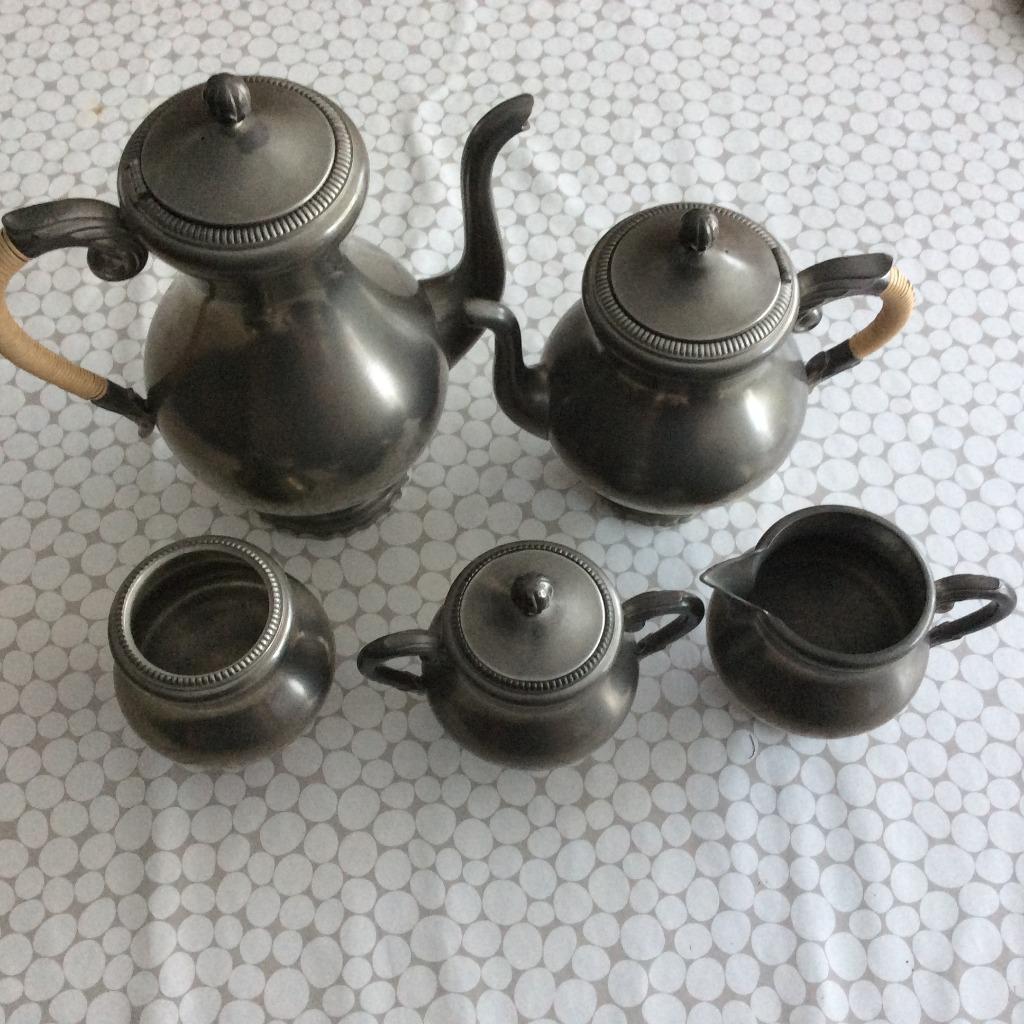 Service à thé et café vintage en étain - Royal Hold, Antiquités & Art, Antiquités | Étain, Enlèvement ou Envoi