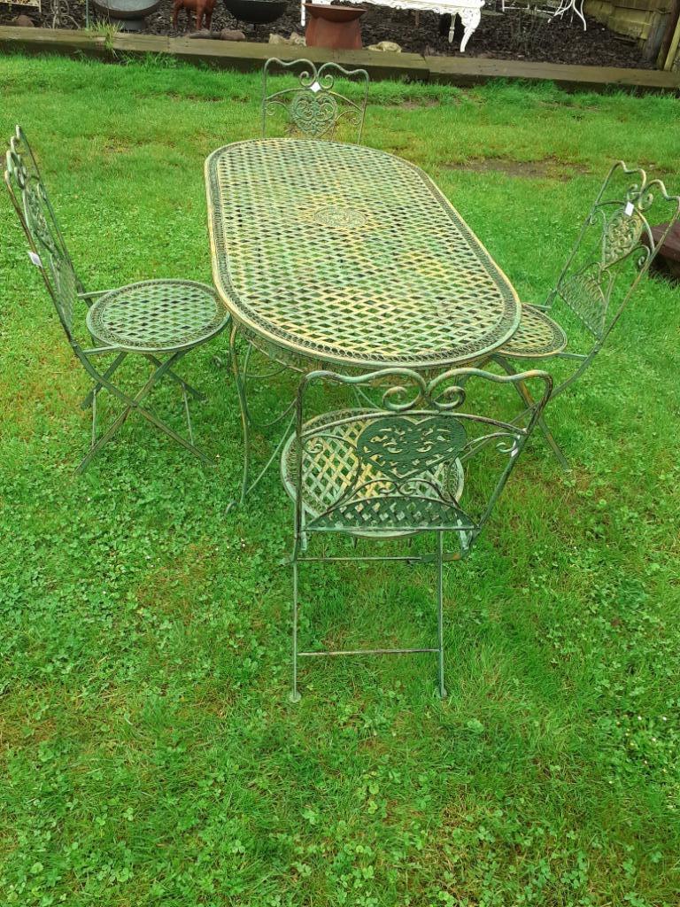 Superbe ensemble de jardin en fer forgé (4 chaises et table), Neuf, Autres matériaux, Sets de jardin, Enlèvement