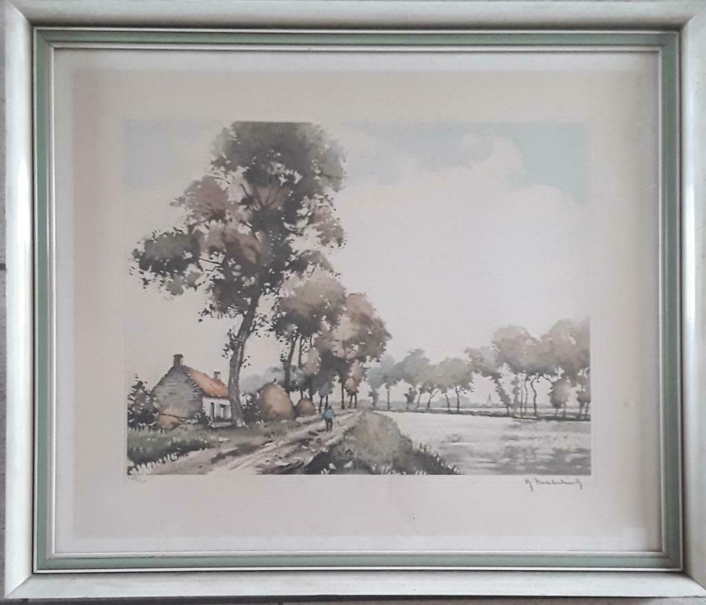 Boerderij aan de rivier door Roger Hebbelinck, Antiek en Kunst, Kunst | Schilderijen | Klassiek, Ophalen