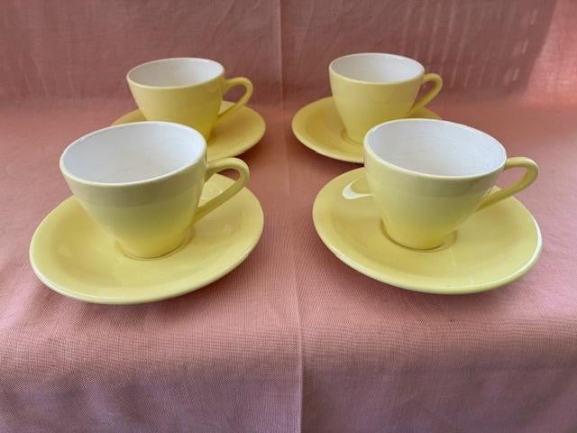 Zwarte kat koffie, 4 kopjes en bordjes., Ophalen of Verzenden