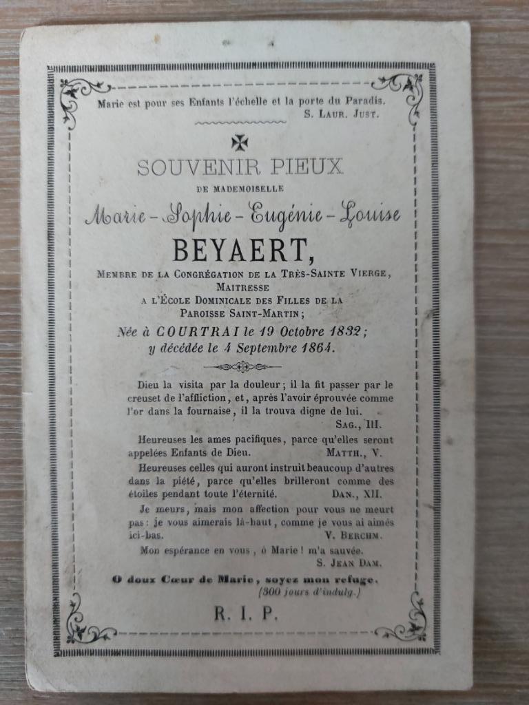 oud doodsprentje 1832 (Kortrijk), Verzamelen, Bidprentjes en Rouwkaarten, Verzenden