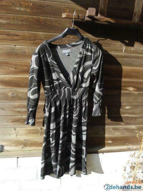 halflange zwart/grijze jurk - sutherland -the sting- XXS, Kleding | Dames, Ophalen of Verzenden, Nieuw, Zwart