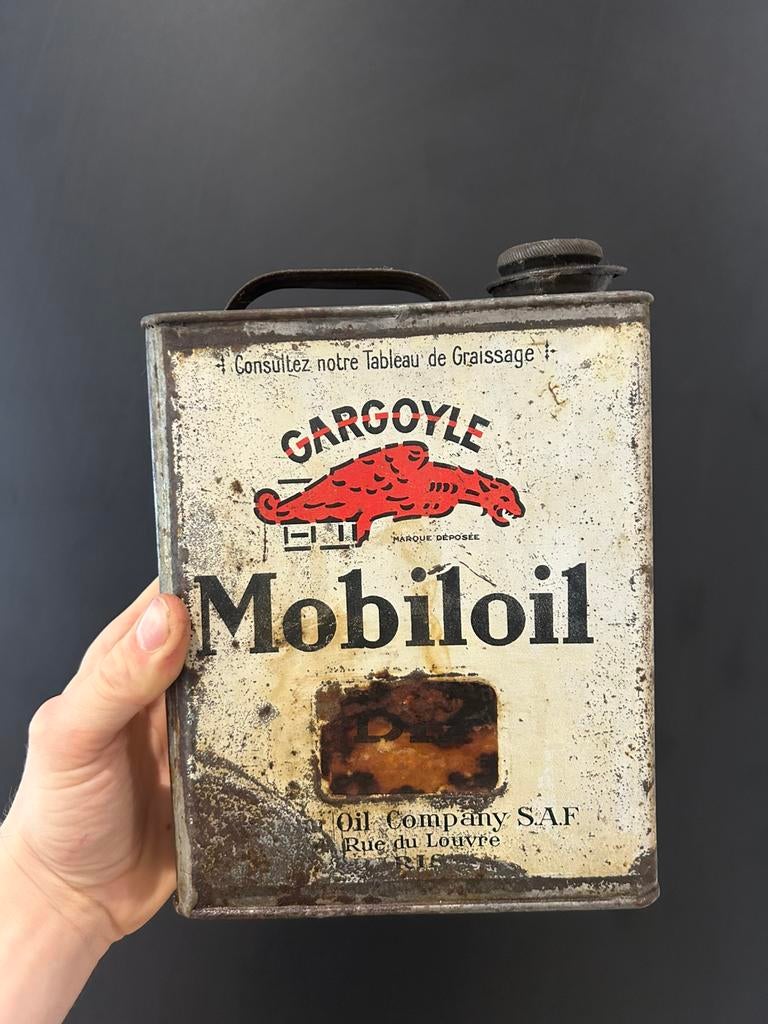 Olieblik olie blik olieblik Mobiloil Gargoyle, Verzamelen, Merken en Reclamevoorwerpen, Zo goed als nieuw, Ophalen of Verzenden