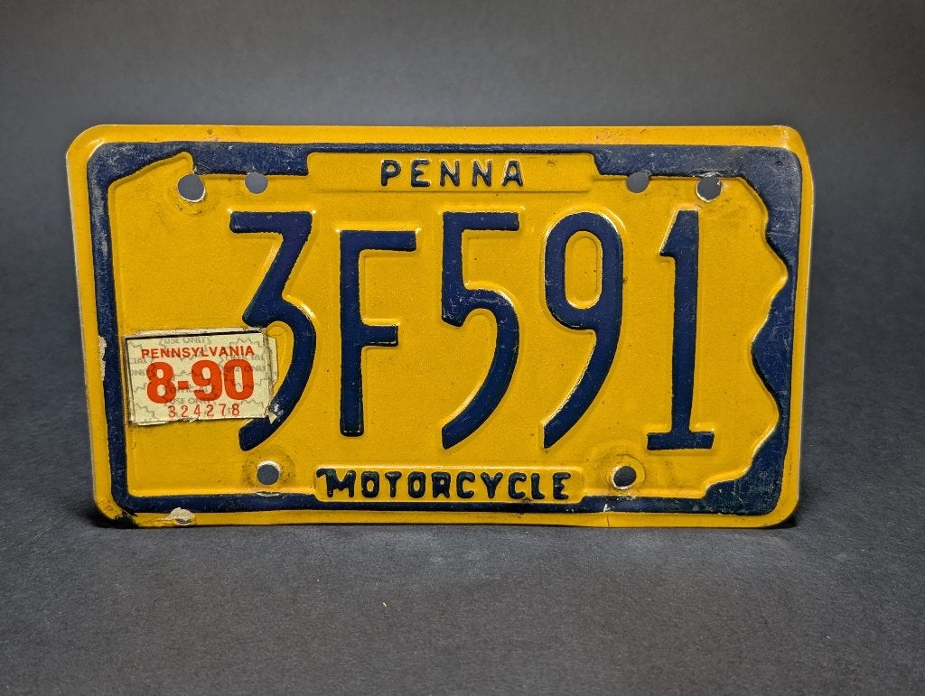 Pennsylvania License Plate 1990 (USA), 18 cm, Jaune, Métal, Objet de décoration