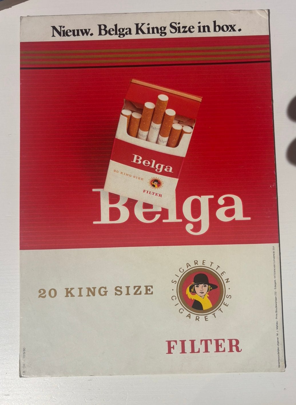 Kartonnen reclame belga, Verzamelen, Ophalen of Verzenden, Reclamebord
