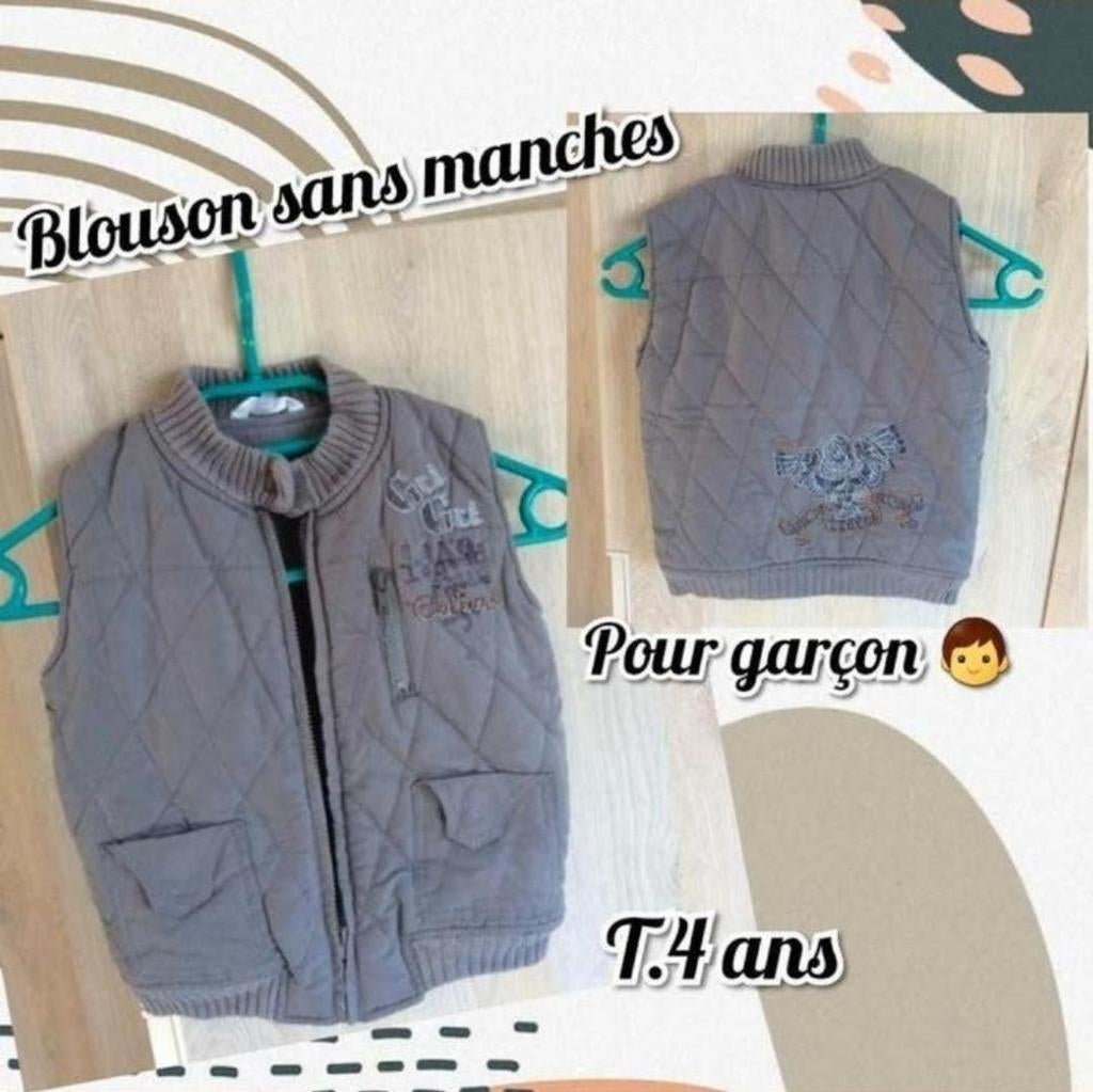 Veste sans manches pour garçon -gris-T.4 ans, Enfants & Bébés, Enlèvement ou Envoi, Utilisé, Garçon, Pull ou Veste