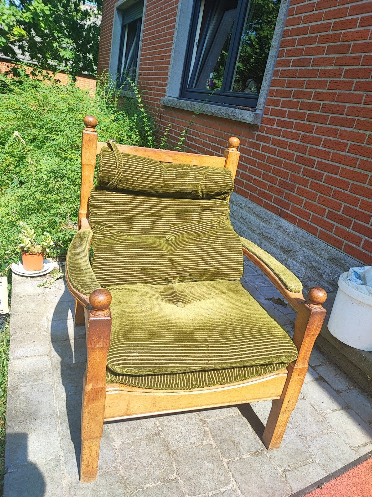 Eikenhouten loungestoel (2 stuks), Huis en Inrichting, Fauteuils, Ophalen