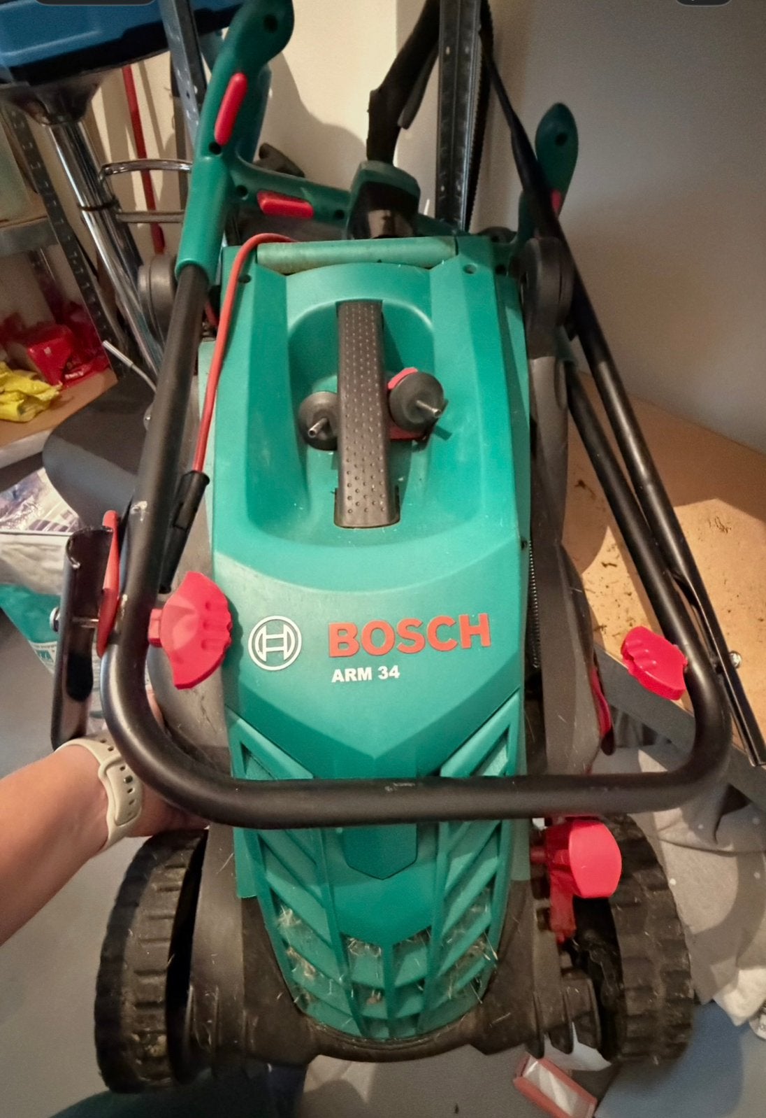 Bosch elektrische grasmaaier, Enlèvement, Comme neuf, Tondeuses à gazon électriques, Bac de ramassage
