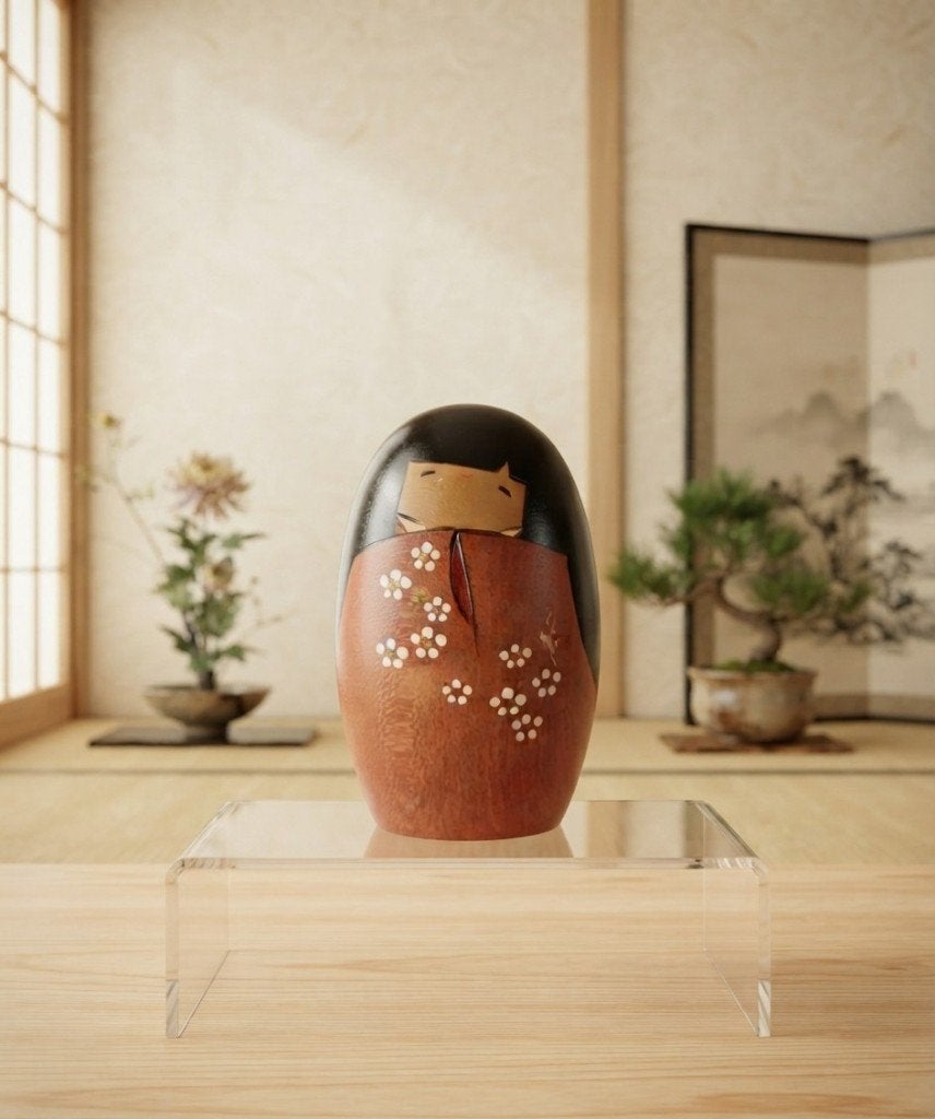Magnifique kokeshi Shiawase d'Usaburo, Enlèvement ou Envoi, Japon, Bois, Peint