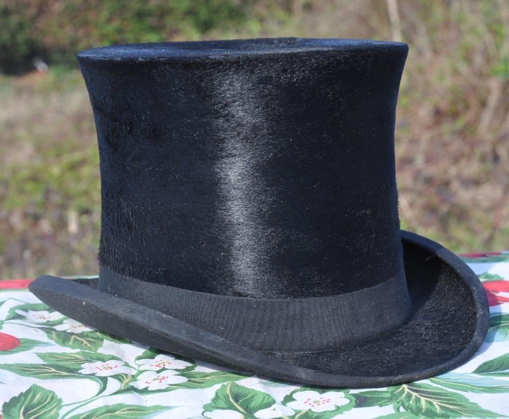 chapeau haut de forme poil de taupe monogrammé JM, Antiek en Kunst, Antiek | Kleding en Textiel, Heren, Ophalen of Verzenden