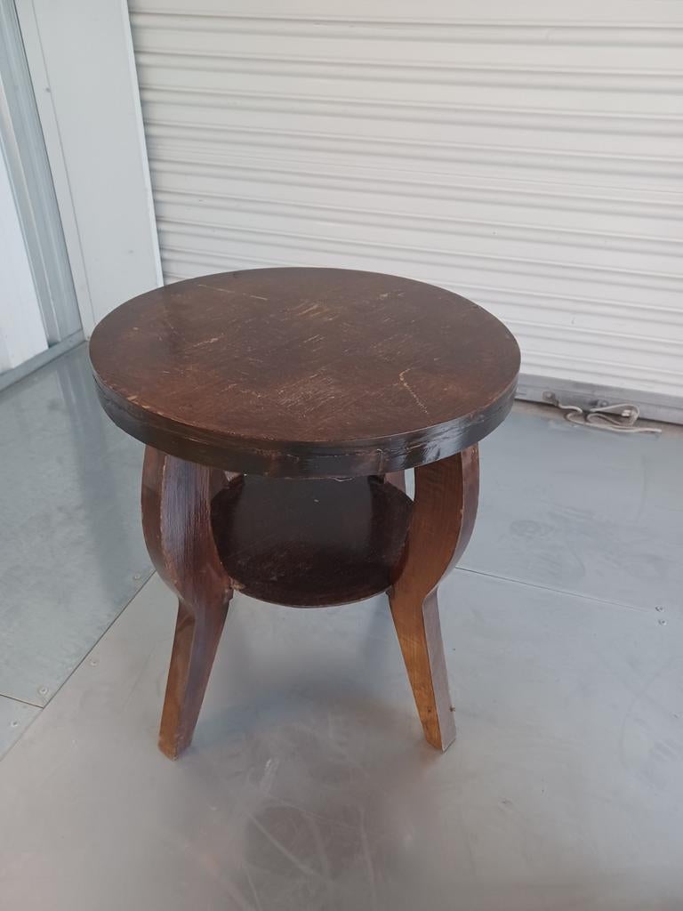 Ronde houten. bijzettafel/plantentafel - vintagestijl, Huis en Inrichting, Tafels | Bijzettafels, Ophalen, Hout
