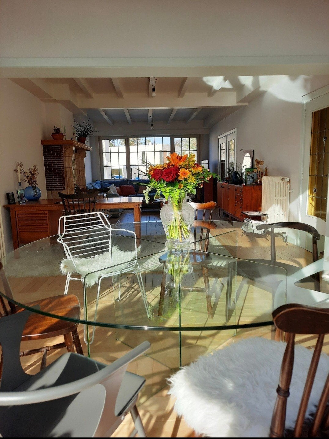 Exclusieve ronde design eettafel 180 cm – gehard glas, Ophalen, 150 tot 200 cm, Rond, Vijf personen of meer