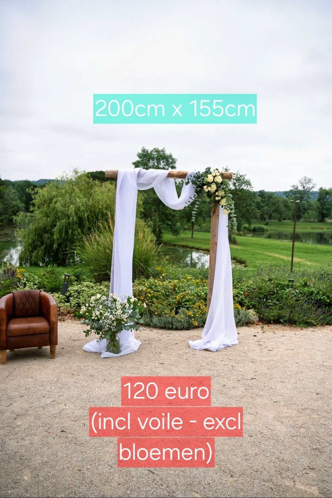 Nœud de mariage en bois naturel (voile assorti inclus), Enlèvement