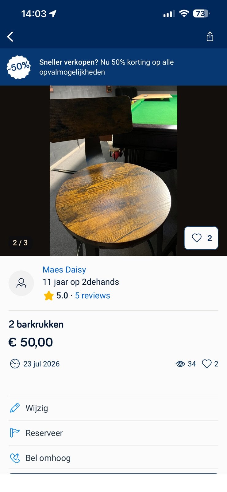 2 barkrukken, Huis en Inrichting, Barkrukken, Ophalen, Zo goed als nieuw