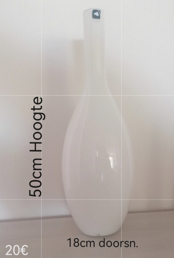 Leonardo witte hoge glazen vaas50cm, Huis en Inrichting, Woonaccessoires | Vazen, Ophalen, Wit, Nieuw, Glas