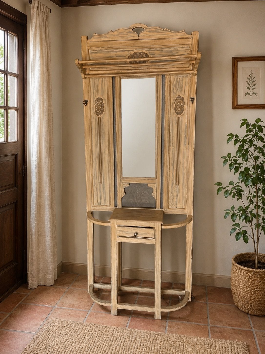Vestiaire avec miroir en bois, Enlèvement, Comme neuf