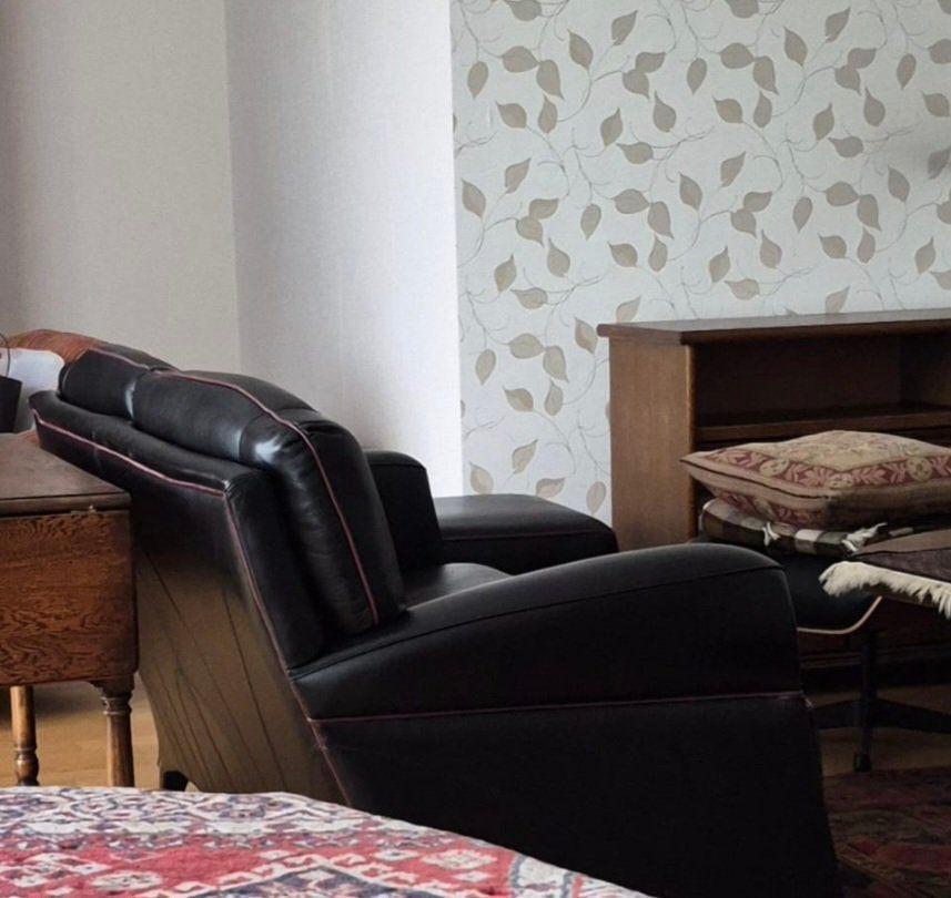 Lederen salon, Huis en Inrichting, Zetels | Zetels, Ophalen, Leer, Rechte bank, Modern / klassiek