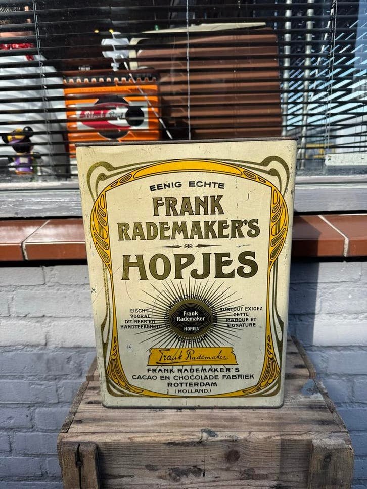 Vintage Frank Rademaker's Hopjes Blik - Art Nouveau, Verzamelen, Blikken