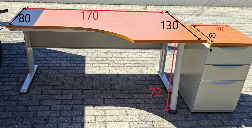 Stevig Bureau met ladeblok (2sets beschikbaar), Huis en Inrichting, Ophalen, Gebruikt, Hout, Kabelgoot