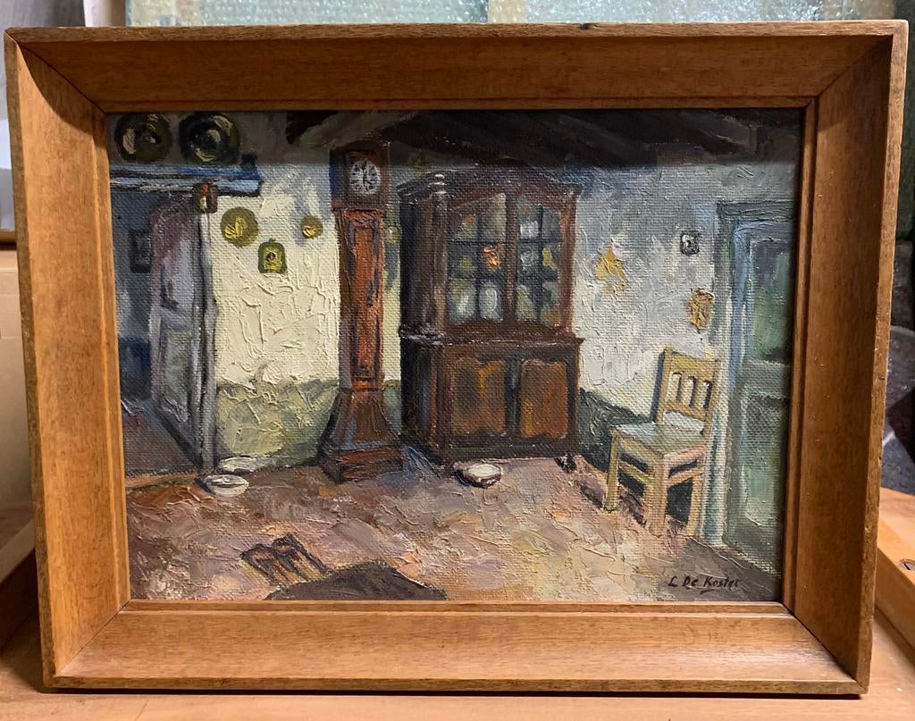 Ancienne peinture à l’huile signée L. De Koster, Enlèvement