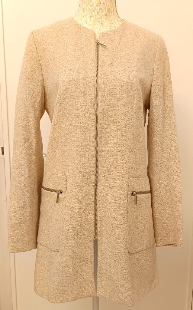 Zara Basic zippered jacket. Cotton. Size L, Maat 38/40 (M), Beige, Nieuw, Ophalen of Verzenden