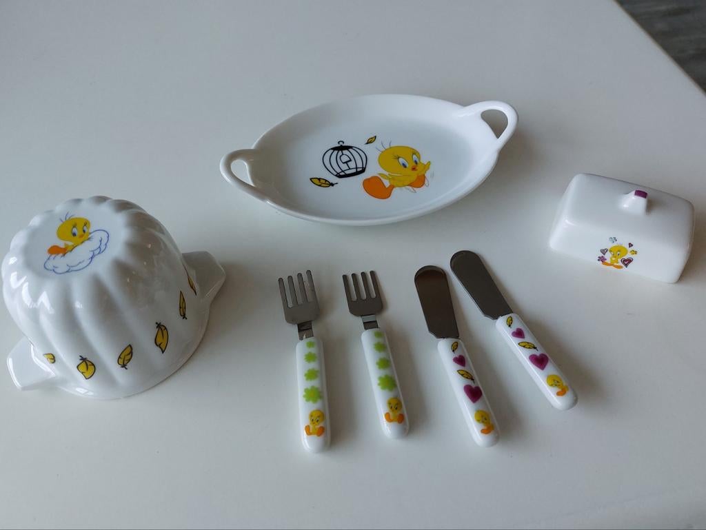 Setje van klein gerief met Tweety op., Ophalen, Looney Tunes, Gebruikt, Overige typen