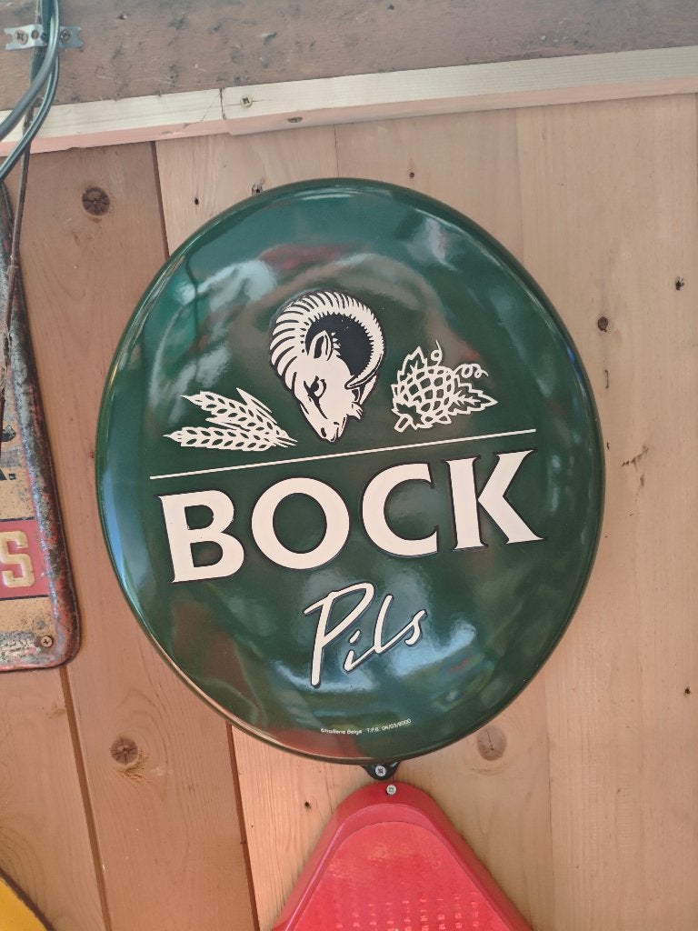 BOCK pils (emaillerie belge), Enlèvement, Comme neuf, Panneau publicitaire