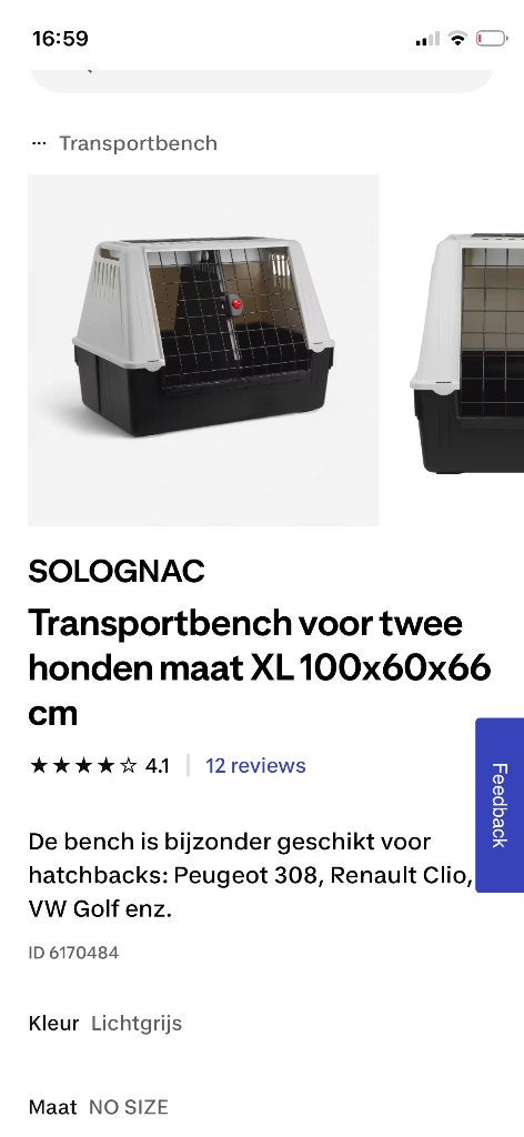 Ferplast hondenbench voor auto, Dieren en Toebehoren, Ophalen, Gebruikt